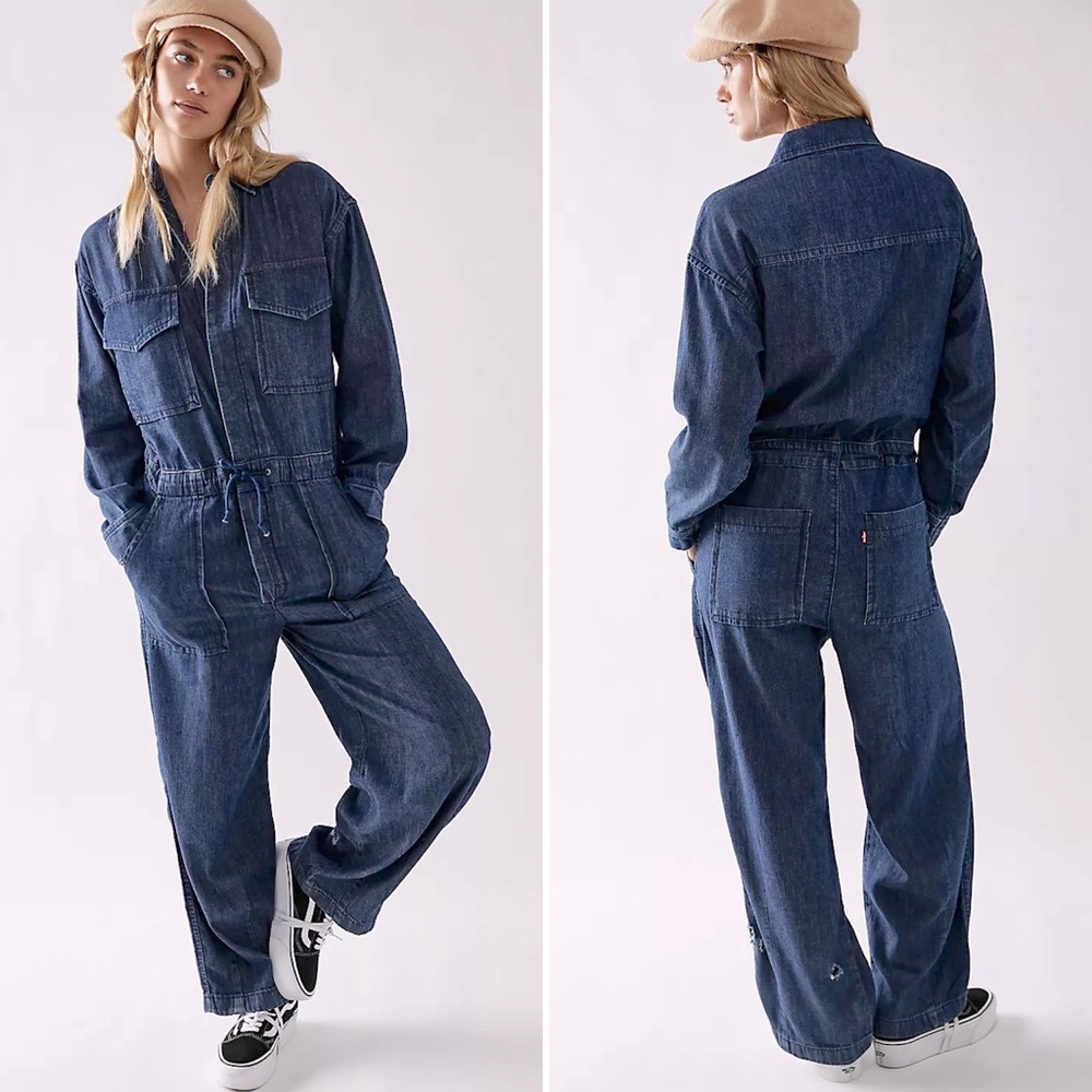 Levi’s Baggy Surplus Jumpsuit Dark Wash Denim Oversized Size XS